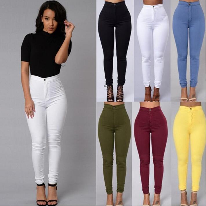 Women Fashion High Waisted Jeans