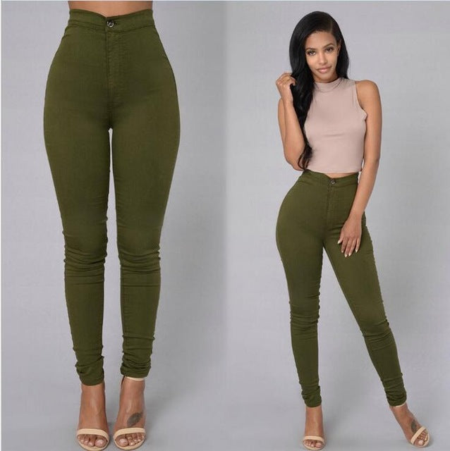 Women Fashion High Waisted Jeans