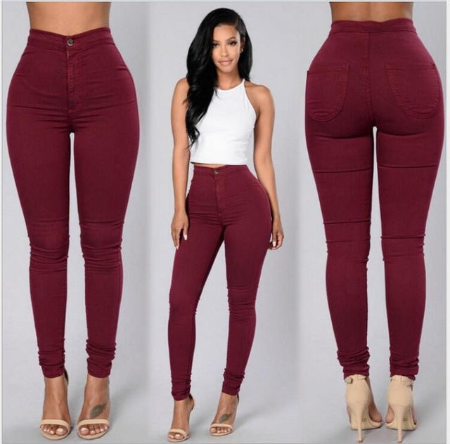 Women Fashion High Waisted Jeans