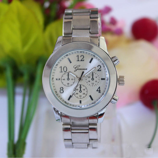 Geneva Stainless Steel Wrist Watch