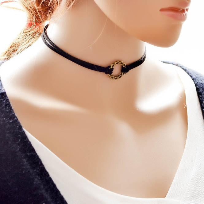 Gothic Black Choker Collar Necklace